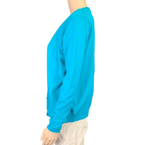 Zara Knit Womens Cardigan Sweater Lux Soft and Stretchy Button Down Teal Large - Picture 7 of 9